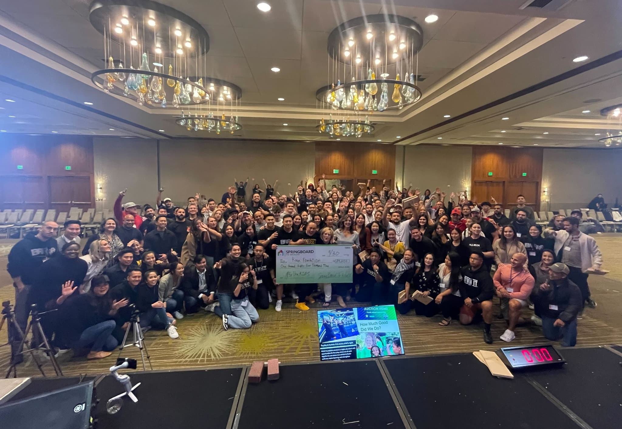 Springboard to Wealth community members celebrating together at live event